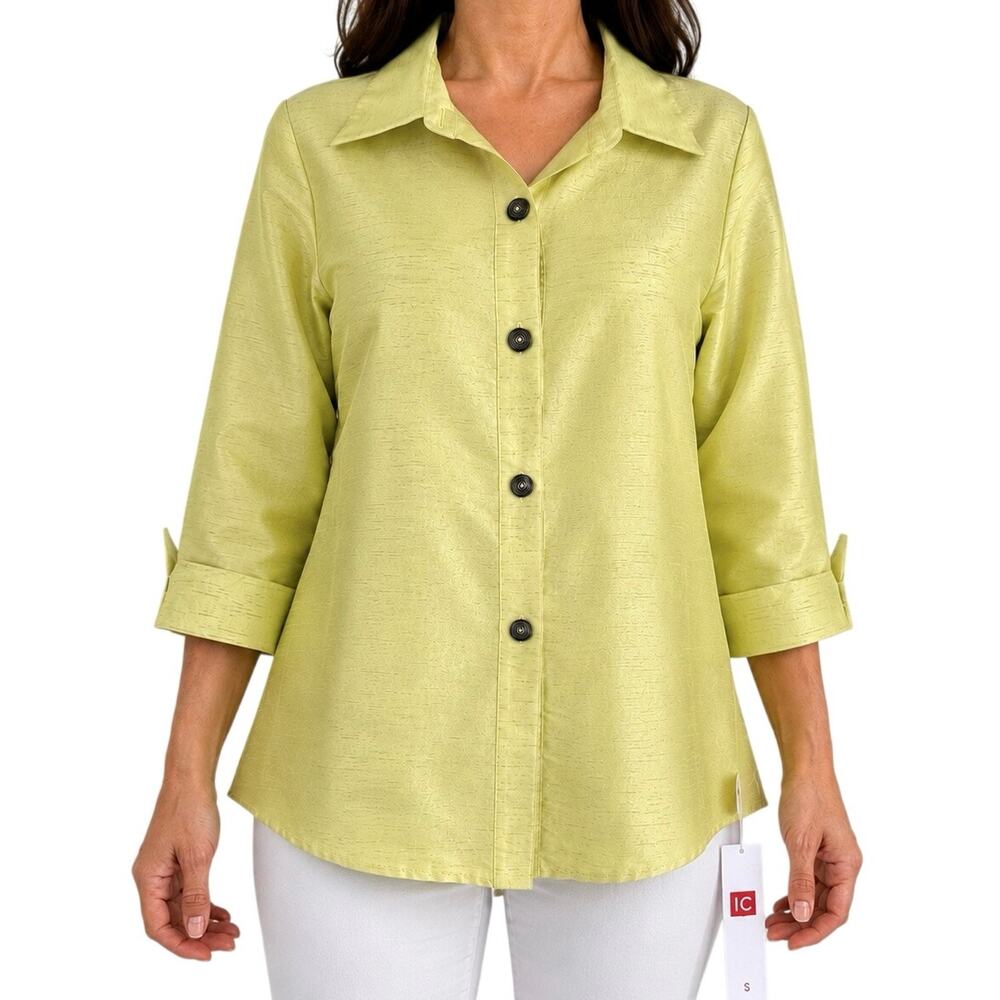 NEW IC COLLECTION by Connie K Small Green Jacket Wearable Art Shirt Top Unique